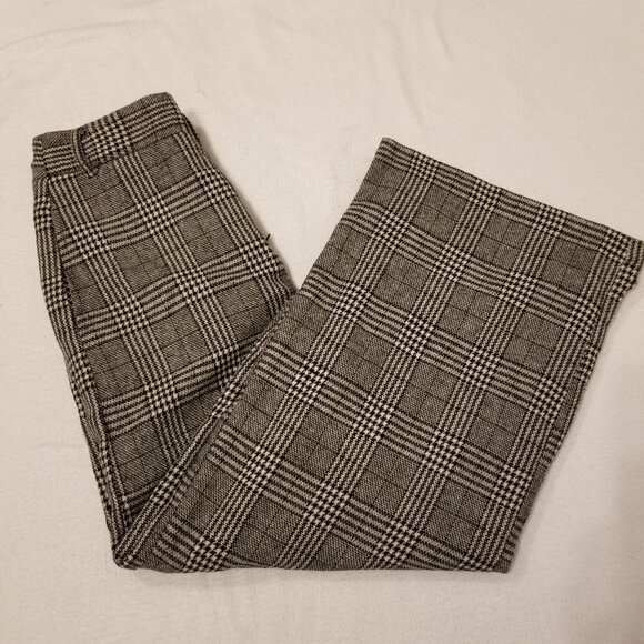 Plaid Wide Leg High Rise Trousers Black/White Dress Pants Grey X-Small Zara - Picture 2 of 8